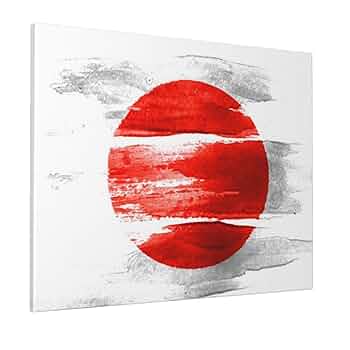 波と赤い太陽の日本画 木製フレーム付き 波と赤い太陽の日本画 木製フレーム付き